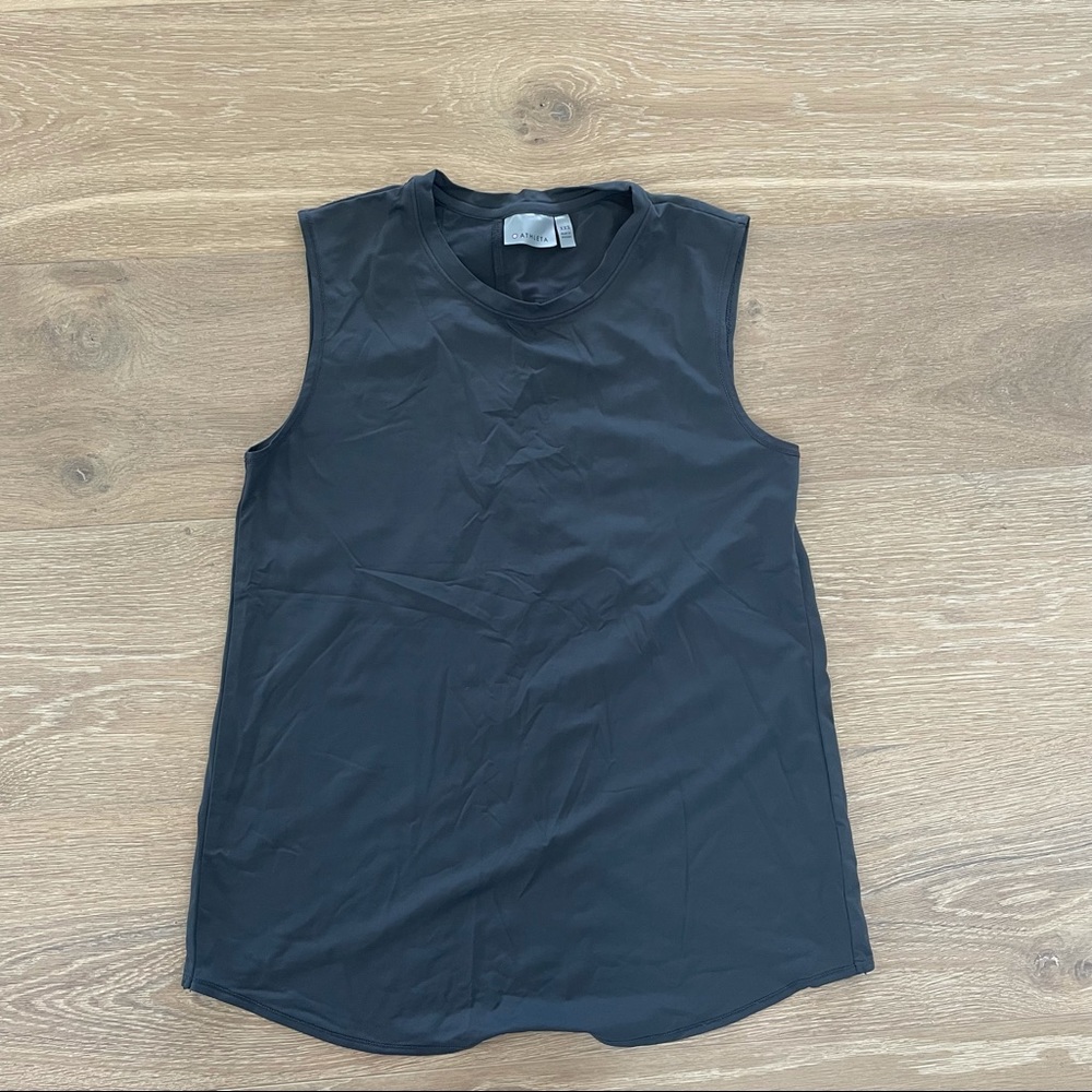 Athleta gray tank with tulip opening at back